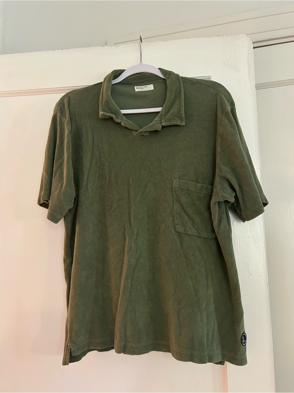 Universal Works Olive Green Terry Cloth Polo